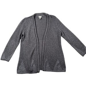 Chicos‎ Cardigan Sweater Womens 2 (US L) Loose Knit Open Front Beach Coastal